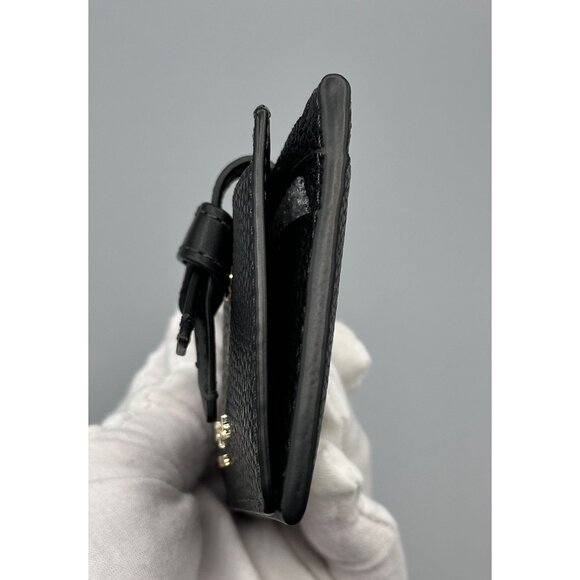 Kate Spade KH156 Knott Zip Card Holder Black Pebbled Leather Gold Hardware NWOT - Picture 4 of 15